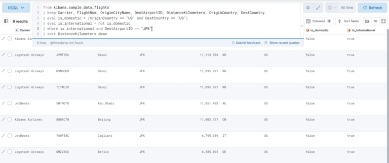 Flight Query Results