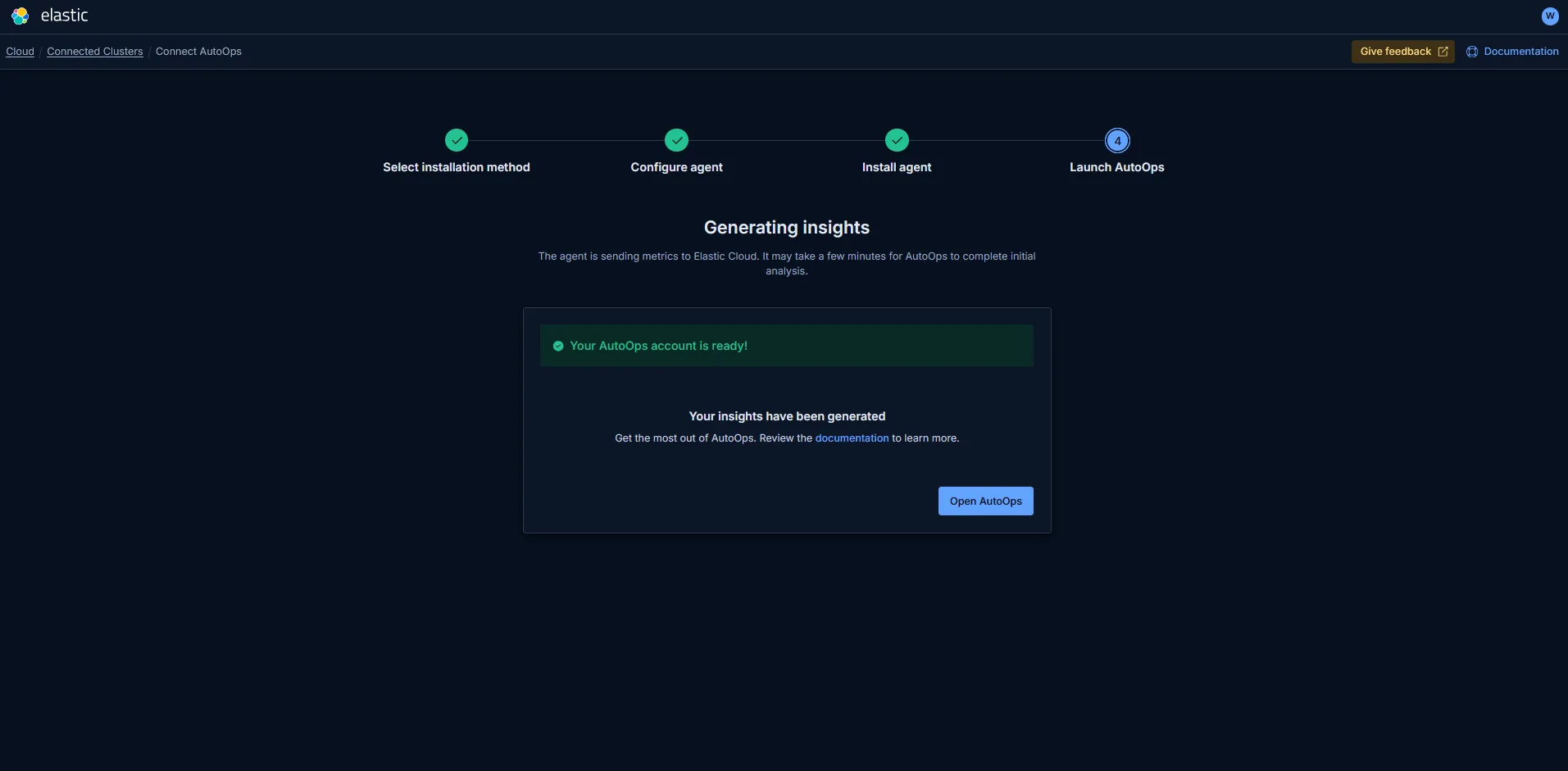 And it will wait for metrics to be collected and your cluster will be connected